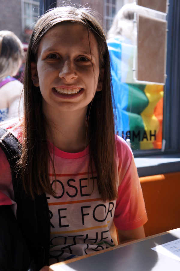 Kenzie at a burger joint before the parade.