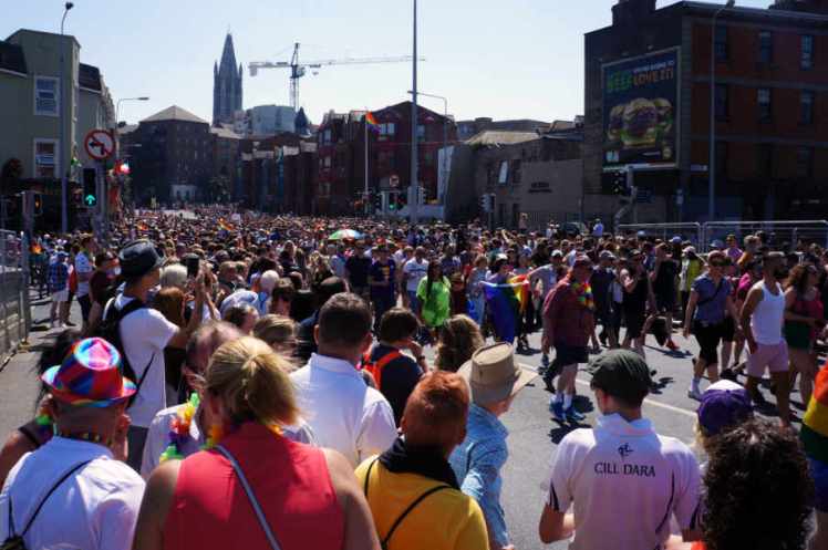 Thousands of people attending Pride Parade in Dublin.