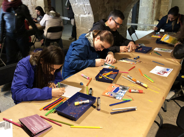 family drawing together